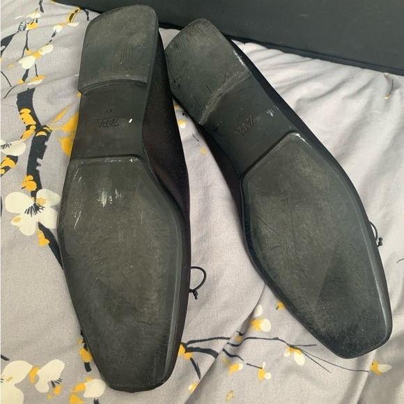 Zara Women's Elegant Black Square-Toe Flats Sz 10.5 (41) - Picture 6 of 6